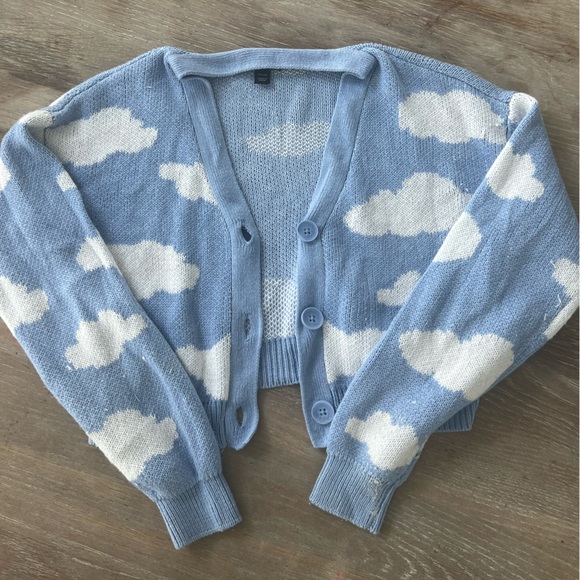 3/$30 Bundle deal! Kids blue cloud button up cardigan. - Picture 4 of 4